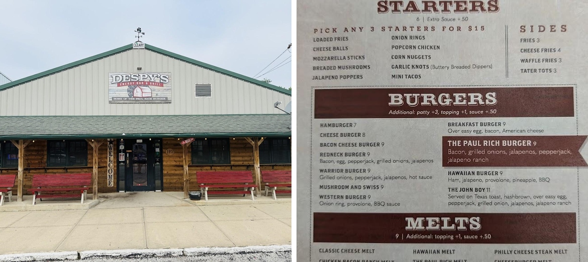 Despy's Energy, Bar & Grill Menu