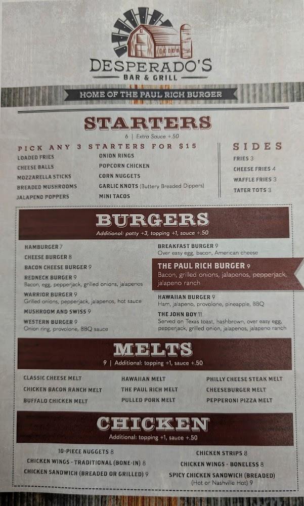 Despy's Energy, Bar & Grill Menu image 1